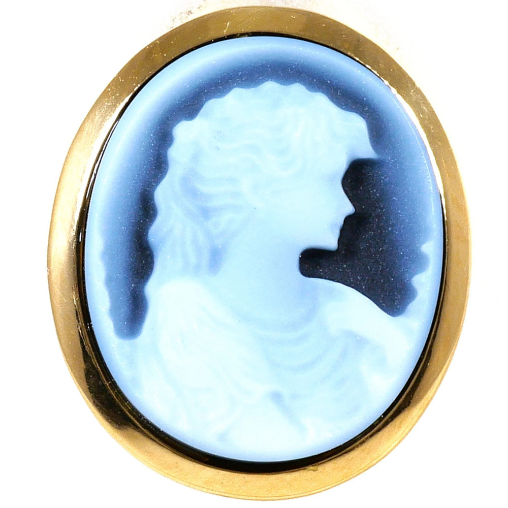 18K (18-karat) Yellow Gold Earring (Single Ear) with Stone Cameo, Total Weigh...